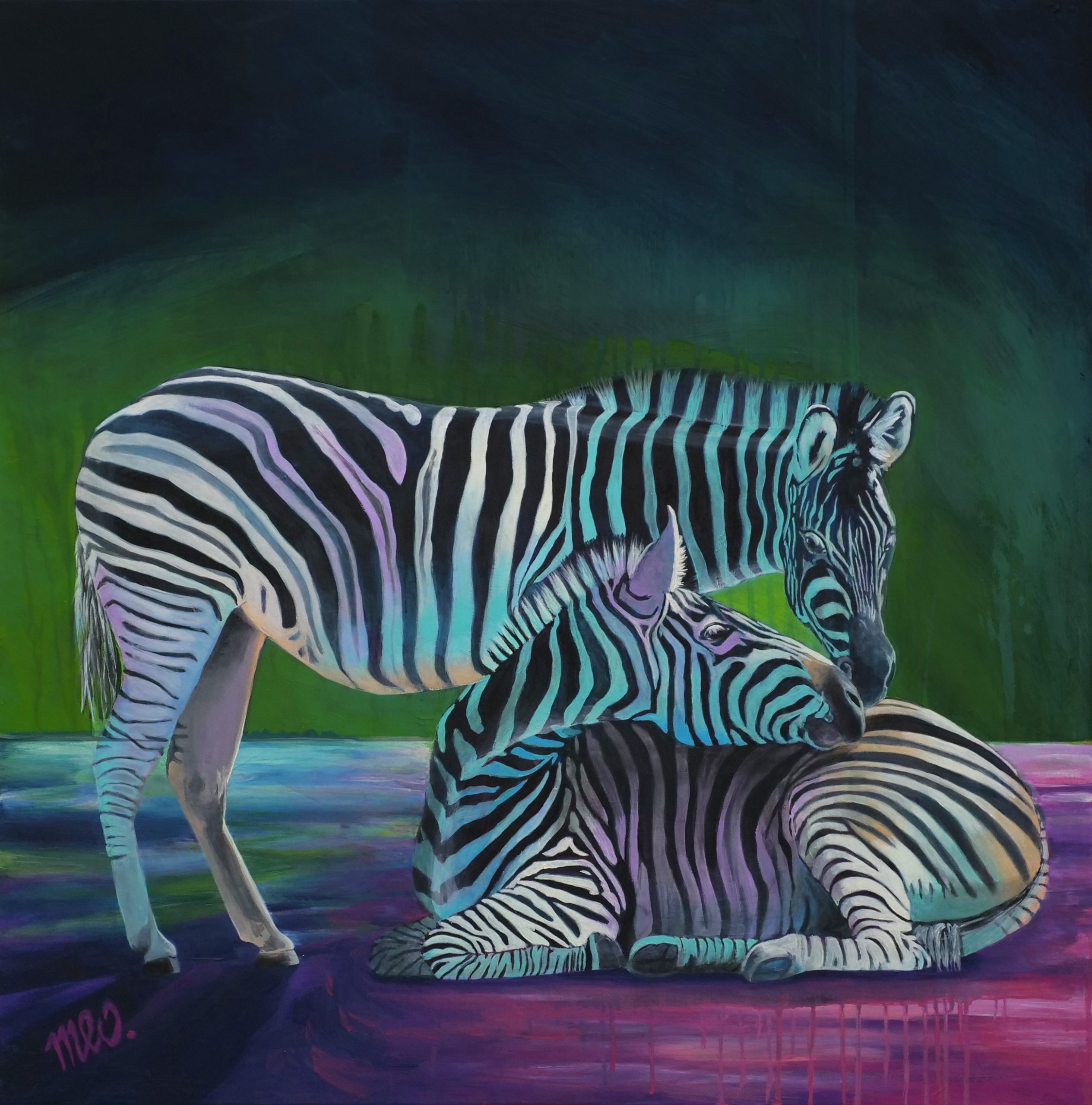 Zebras, Acrylmalerei, Atelier meo